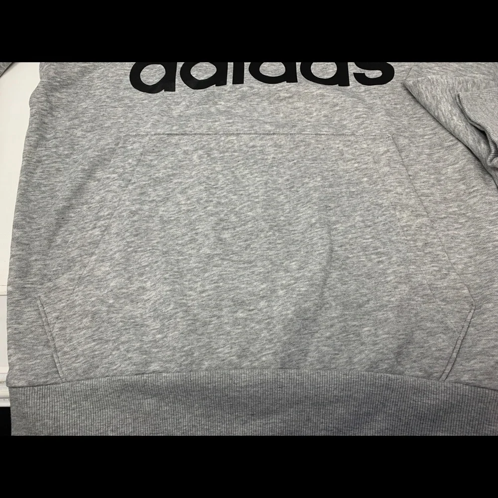 Adidas Men's Badge of Sport Big Logo Pullover‎ Hoodie - Gray & Black - Small